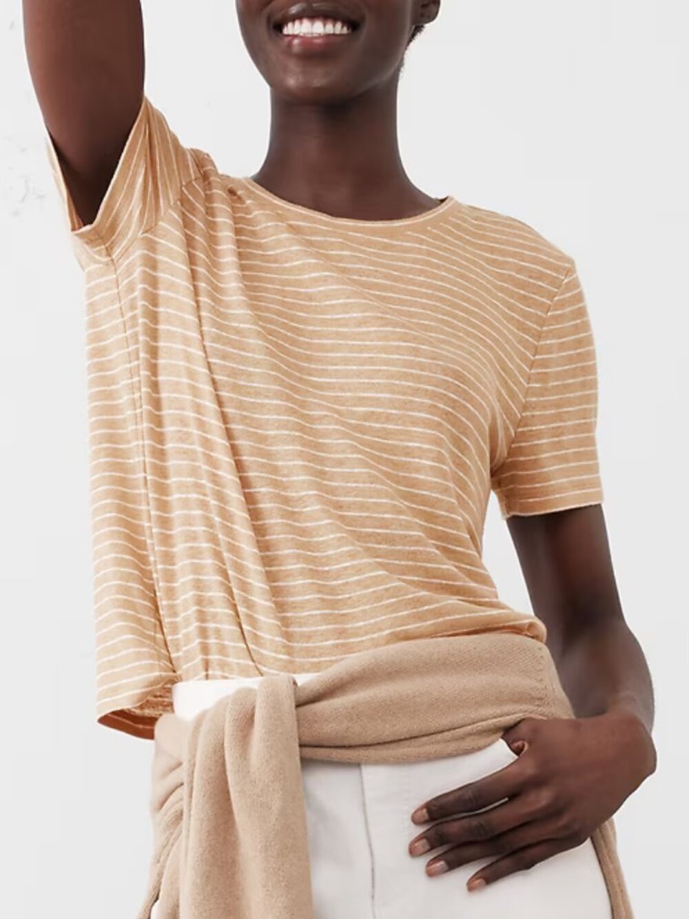 Banana Republic Neutral Stripe Linen-Blend Crew-Neck Top/NWT/XL